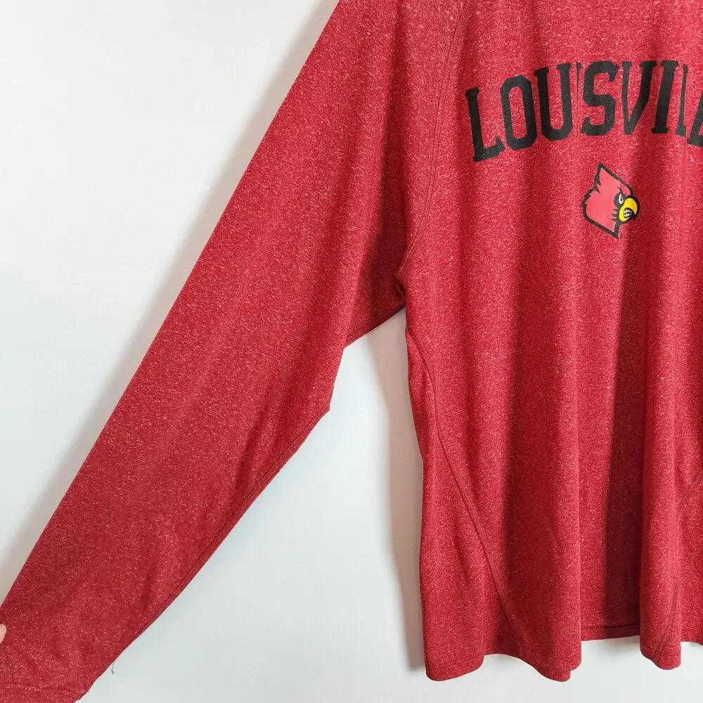 Adidas Mens Louisville Cardinals Shirt Size S Red Long Sleeve Spellout Climalite